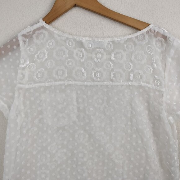 Abercrombie & Fitch White Shear Fairy Top Womens M Floral Gauzy Cottagecore Y2K - Picture 12 of 15